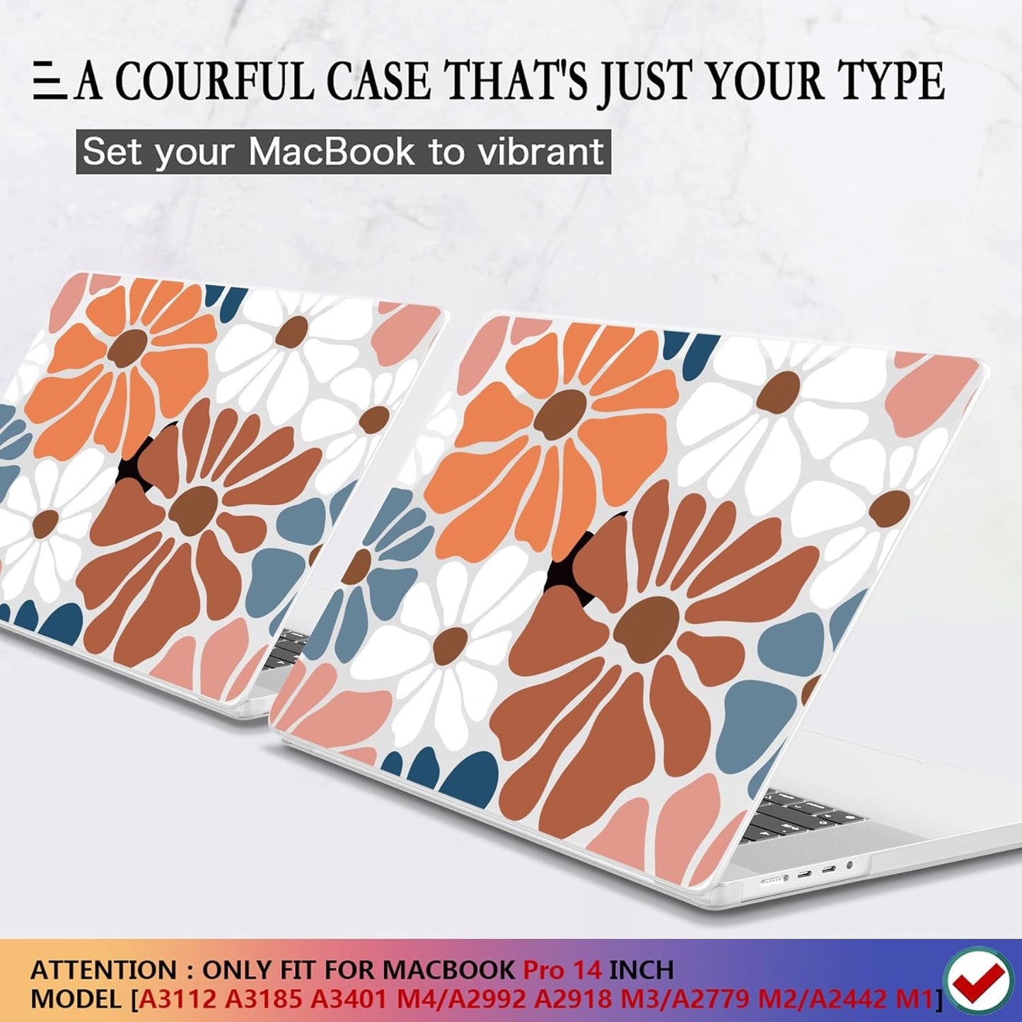 CISSOOK Compatible with MacBook Pro 14 inch 2025 2024-2021 Release M4 M3 M2 M1 Chip A3112 A3185 A3401 A2918 A2992 A2779 A2442 Hard Shell Case with Keyboard Cover Screen Protector, Vintage Flowers