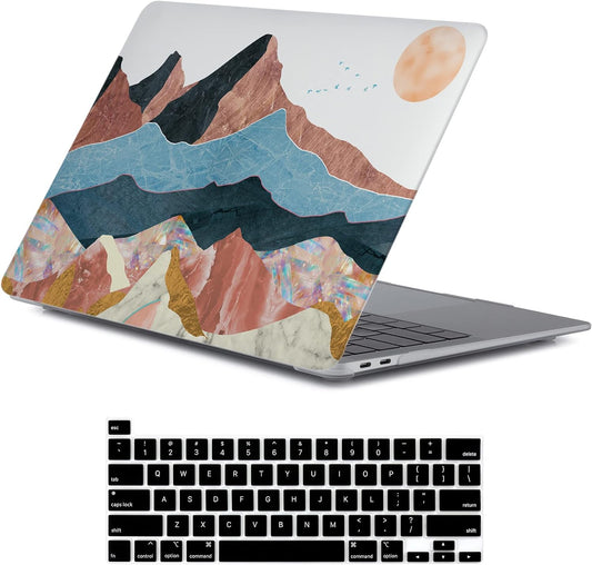 LanBaiLan Compatible for MacBook Pro 13 inch with Touch Bar 2022 2020 2019 2018 2017 2016 M1 M2 A2338 A2289 A2251 A2159 A1989 A1706 A1708, Laptop Hardshell Case & Keyboard Cover, Art Mountain