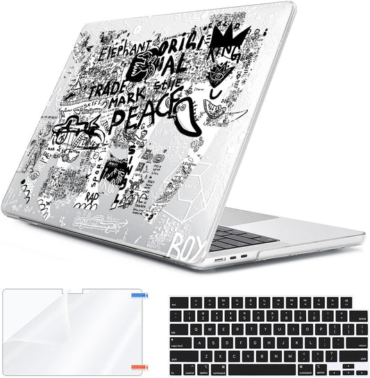 for 2025 2024 2023 2022 MacBook Air 13 inch Case M4 A3240 M3 A3113 M2 A2681 with Touch ID& 13.6" Liquid Retina Display, Plastic Hard Shell&Keyboard Cover&Screen Film&Webcam Cover, Elephant