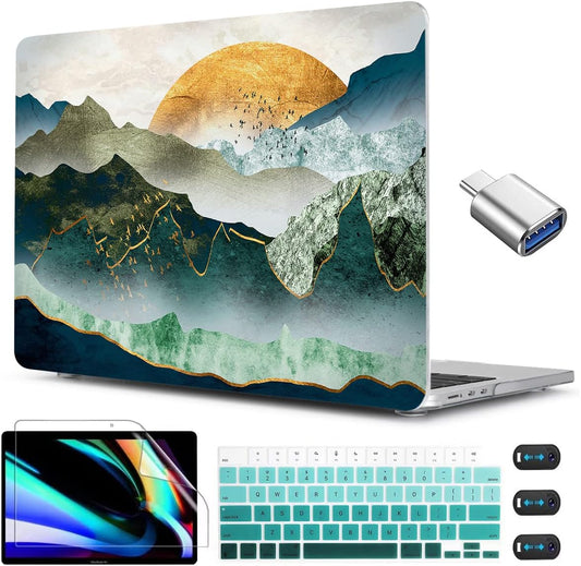 CISSOOK Mountain Case for MacBook Air 13.6 inch 2025 2024 2022 Release Model A3240 A3113 A2681, Plastic Sunshine Mountain Scenery Cover for MacBook Air 13 M4 M3 M2 Case with Keyboard Cover