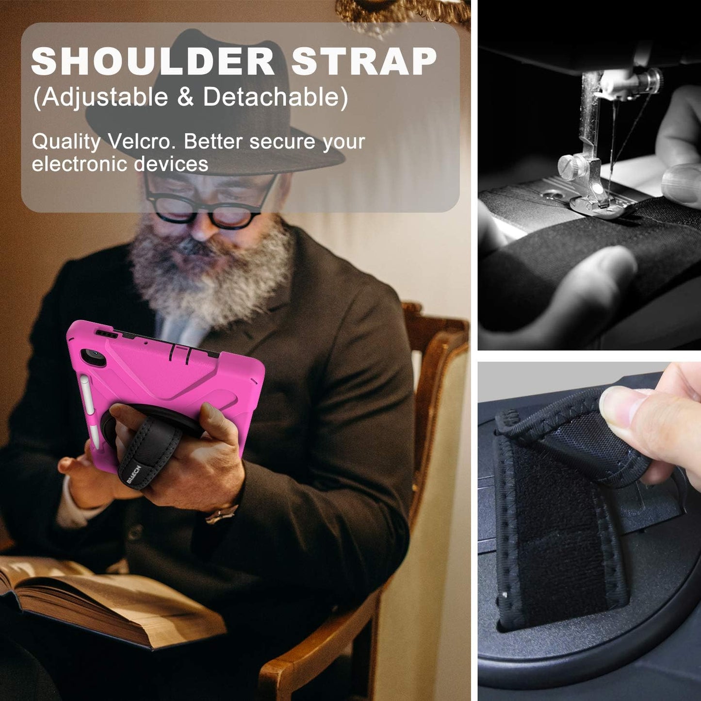 BRAECN for Samsung Galaxy Tab S6 Lite 10.4 Kids Case, Heavy Duty Rugged Cover with [Handle Hand Strap] [Shoulder Strap] [Kickstand] [S Pen Holder] for Galaxy Tab S6 Lite 2024/2022 SM-P610/P620-Rose