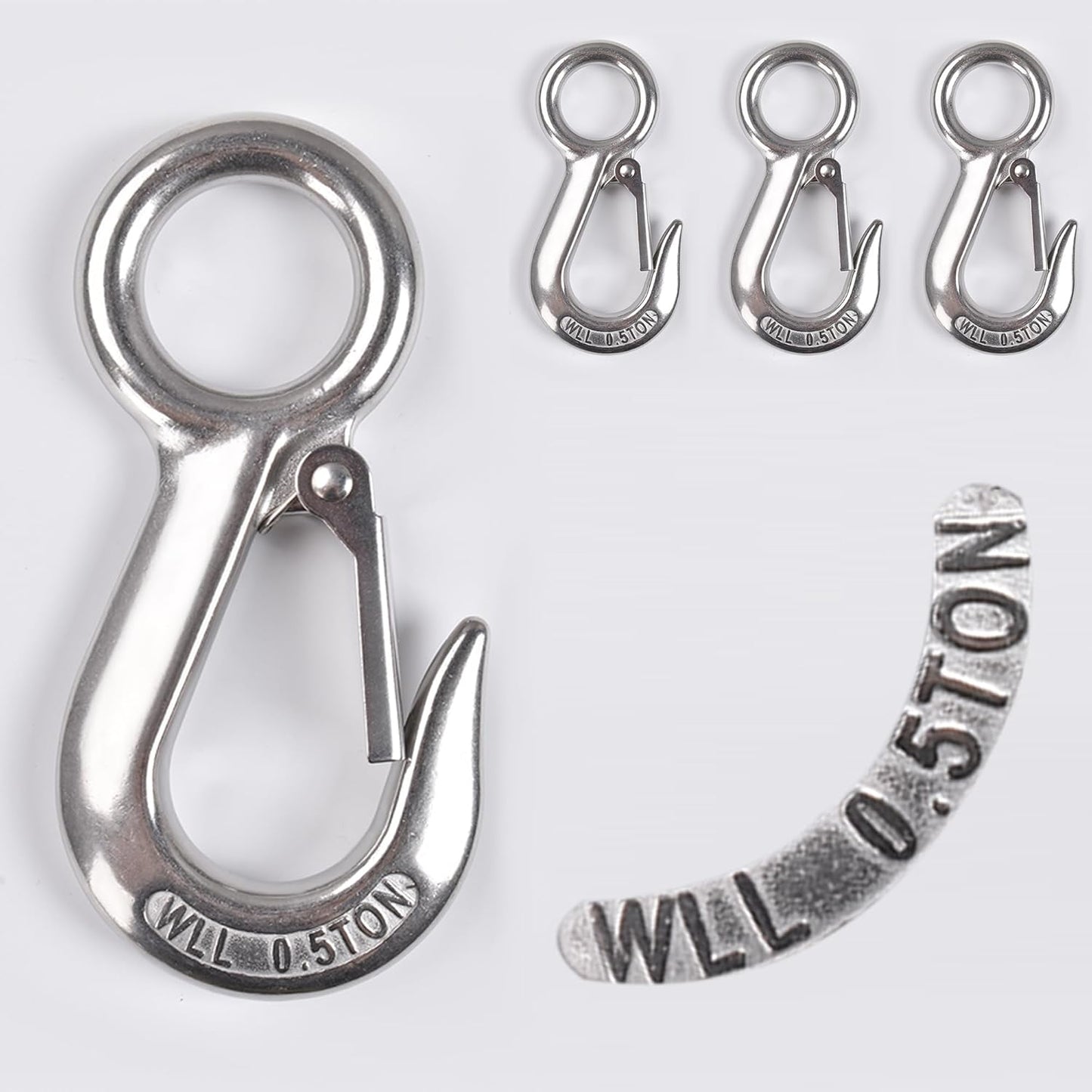 Alele 4Pack 0.5T Crane Scale Grab Hooks, Slip Hooks,Stainless Steel Lifting Hook Rigging Accessory