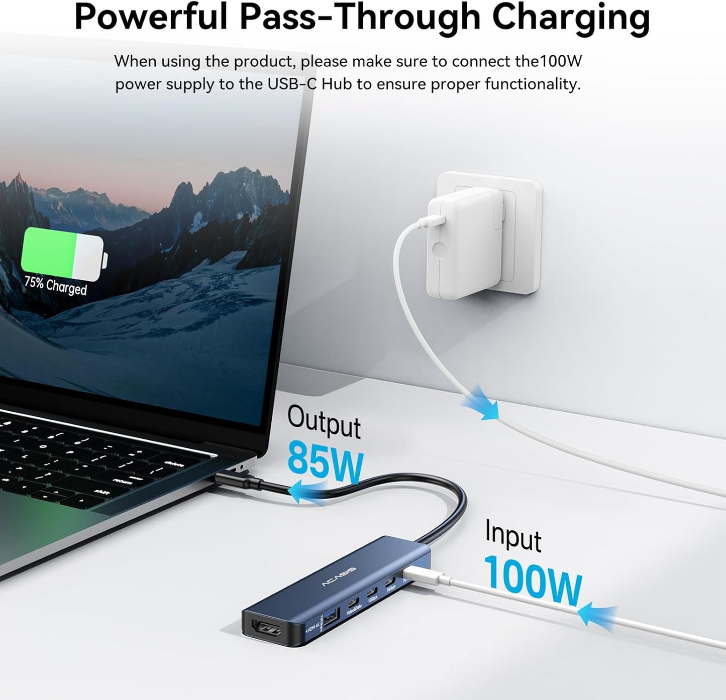 ACASIS USB C Splitter with 4K@60Hz Video Output, USB C Hub 10Gbps with 1xHDMI, 1xUSB C Video Output for Portable Monitor, 3xUSB C 10Gbps,100W PD, Multiport Adapter Splitter for Dell/HP/Mac Pro/Samsung