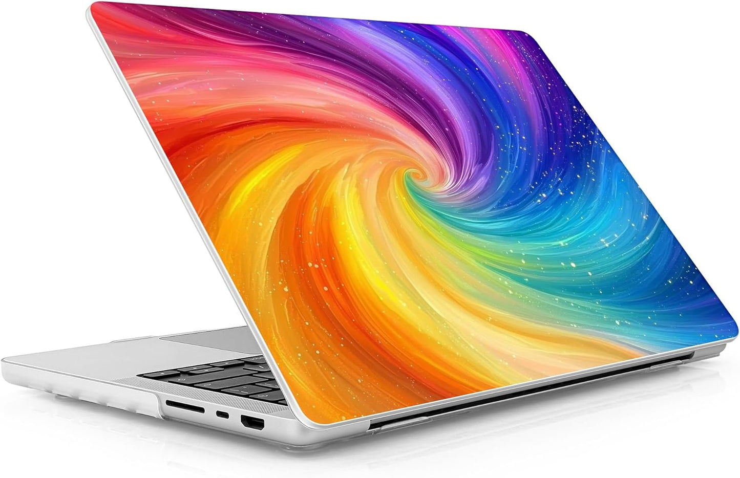 for MacBook Pro 16 inch Case 2021 2022 2023 2024 Release A3186 A3403 M4 A2991 M3 A2780 M2 A2485 M1 Pro/Max, Hard Shell Case with Screen Protector & Keyboard Cover, Swirling Rainbow
