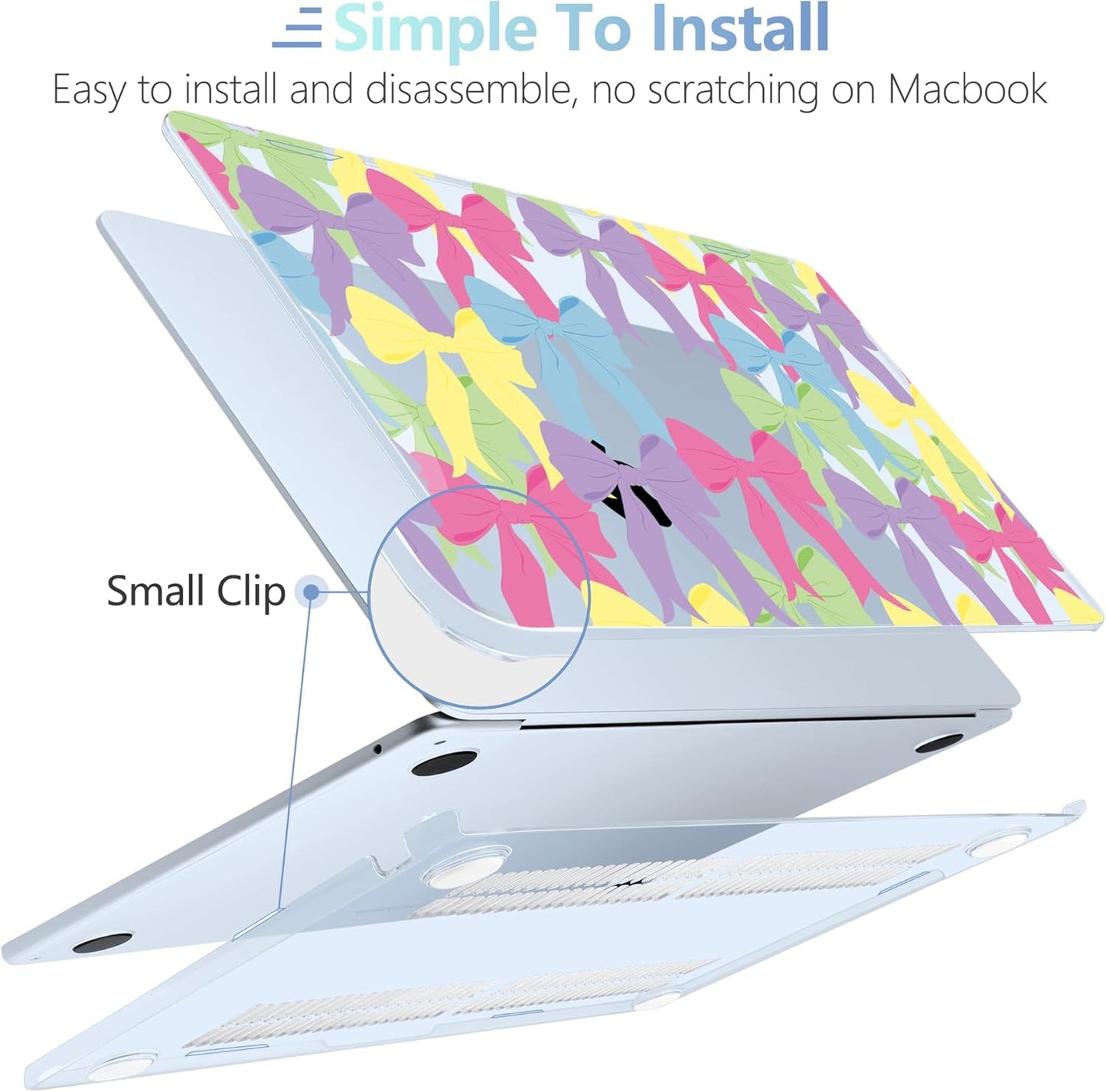 MEEgoodo Case for M4/M3/M2 MacBook Air 13.6 inch Case 2025 2024 2022, Fit Model A3240/A3113/A2681, Laptop Hard Shell with Keyboard Cover Compatible with MacBook Air 13 inch, Cute Colorful Bows