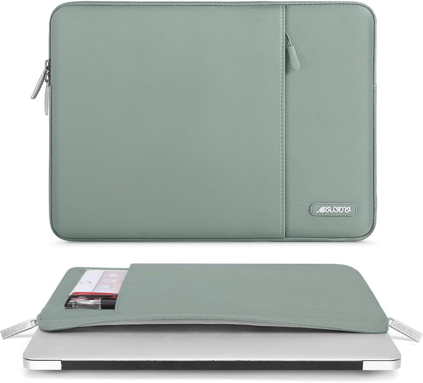 MOSISO Laptop Case 13 inch, 13 inch Laptop Sleeve Compatible with MacBook Air M4 M3 M2 M1 2025-2018 / Pro M2 M1 2025-2016, Polyester Vertical Computer Sleeve Bag with Pocket, Antique Green