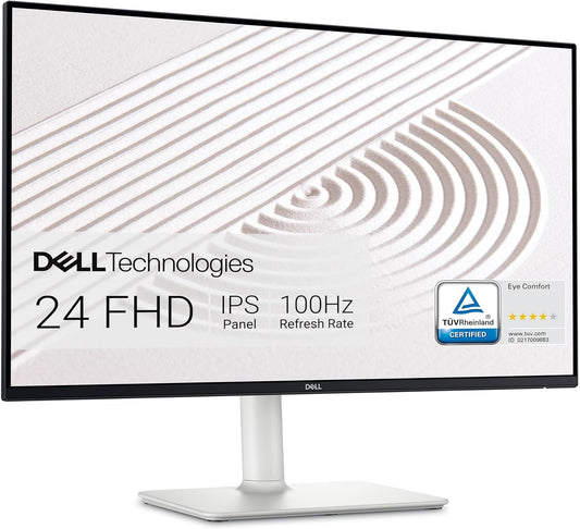 Dell S2425HS Monitor - 23.8 Inch, FHD (1920x1080) Display, 100Hz Refresh Rate 1500:1 Contrast Ratio, TÜV Rheinland Eye Comfort 4 Star, Integrated 2x5W Speaker, Height/Tilt/Swivel/Pivot - Ash White