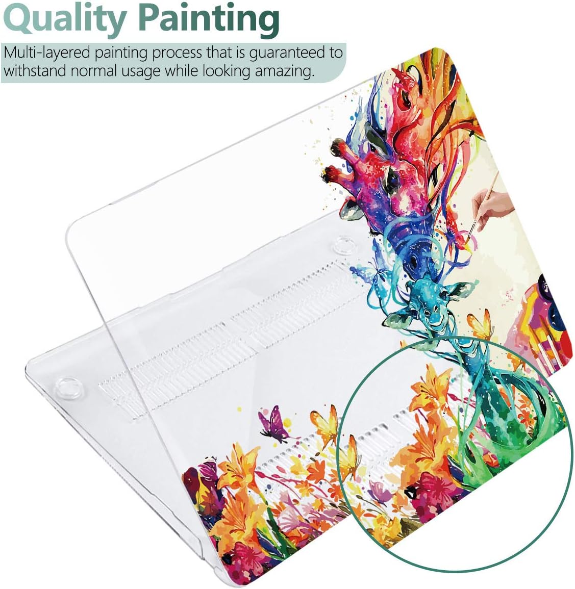 Batianda Case Cover for MacBook Air 13 Inch 2020 2019 2018 M1 A2337 A2179 A1932 Version, Unique Pattern Hard Shell Cover for New MacBook Air 13" with Retina Display & Touch ID (Colorful Deer)