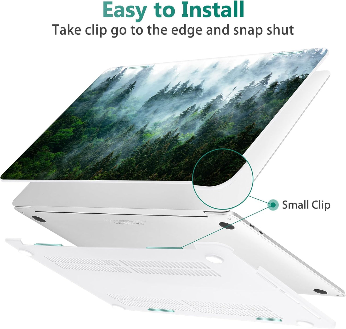 May Chen Compatible with MacBook Pro 13 inch Case 2022 2021 2020 Release Models A2338 M2 M1 A2251 A2289, Plastic Hard Shell Case for MacBook Pro 13 inch with Touch Bar Fits Touch ID, Forest