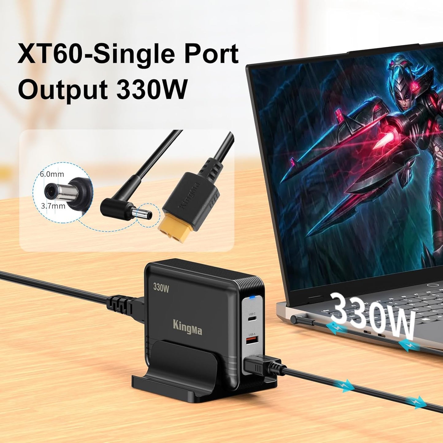 330W ASUS ROG Strix Scar 18 Gaming Laptop Charger, 3-Port PD 3.0 (20V/16.5A) ROG Zephyrus Fast Charging Adapter Compatible with ROG Strix Scar 16/17/18, Zephyrus M16 GV601/Duo 16 GX650