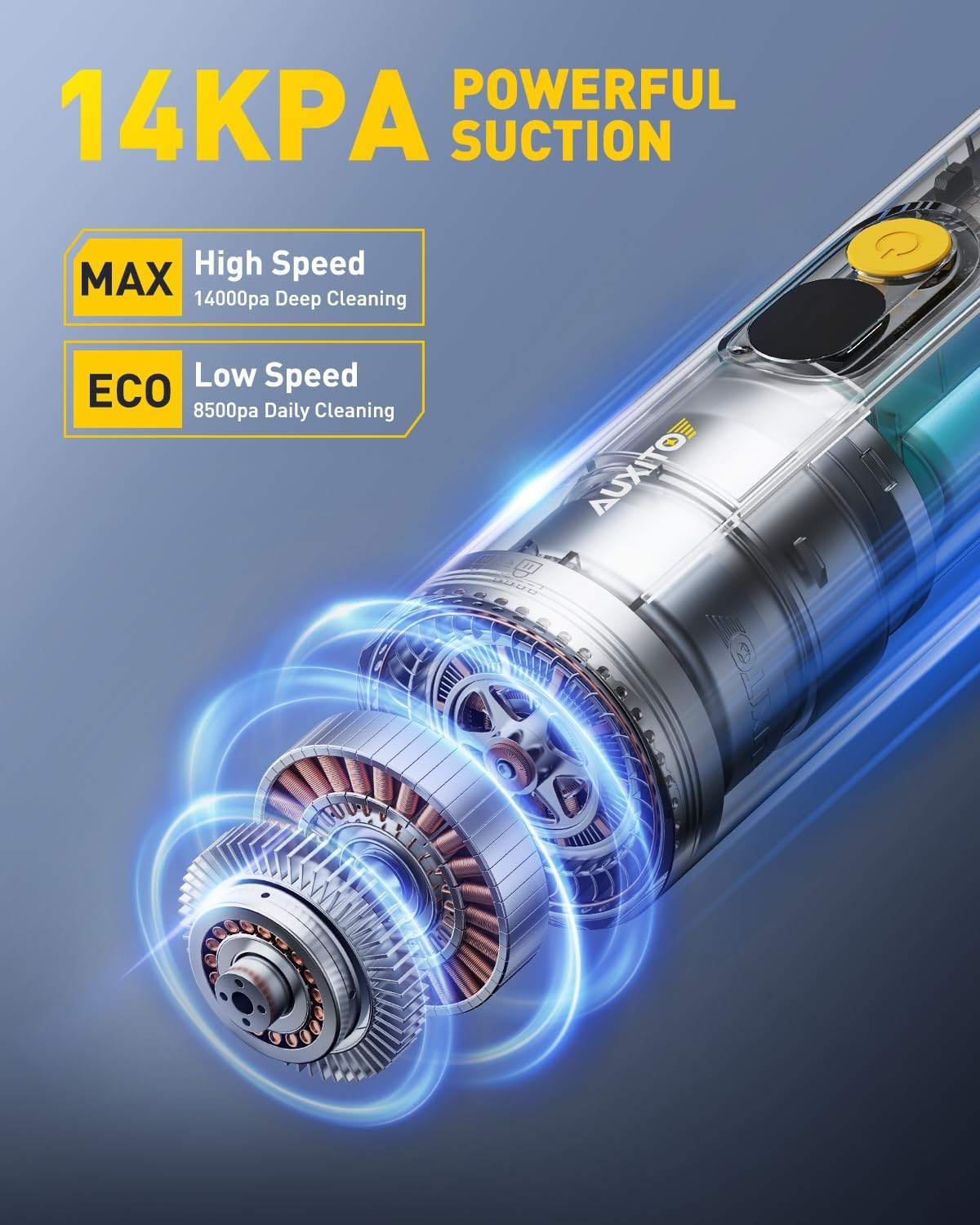 AUXITO Car Vacuum Portable Cordless 14000Pa Suction, Handheld Vacuum Blow & Suction 2 in 1, Small Vacuum Cleaner Hand Held Vacuum for Car, Home, Pet, Office (Black)