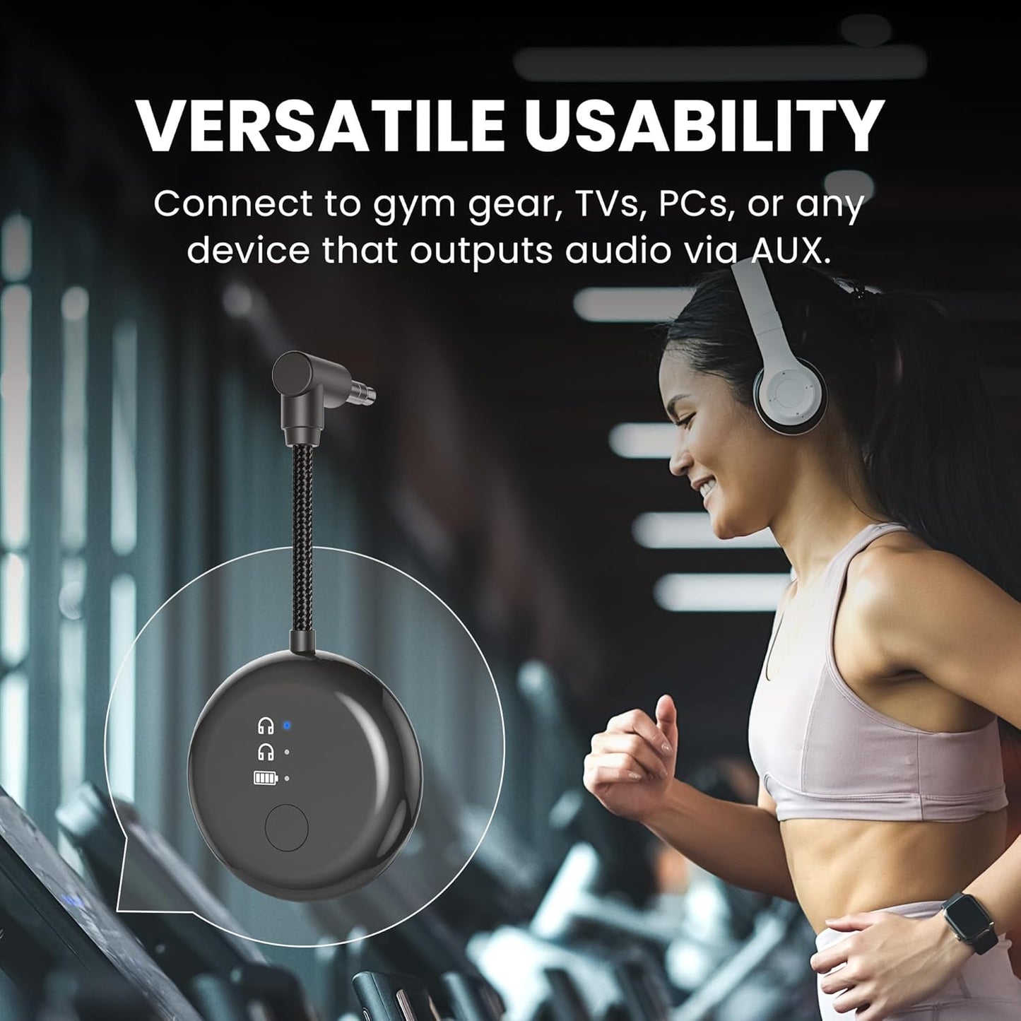 Avantree SoundJet R1 – Airplane Bluetooth Adapter for Headphones & AirPods, aptX Adaptive, Qualcomm Chipset, 20H Battery, Wireless Audio Transmitter for in-Flight Travel Essentials - Black