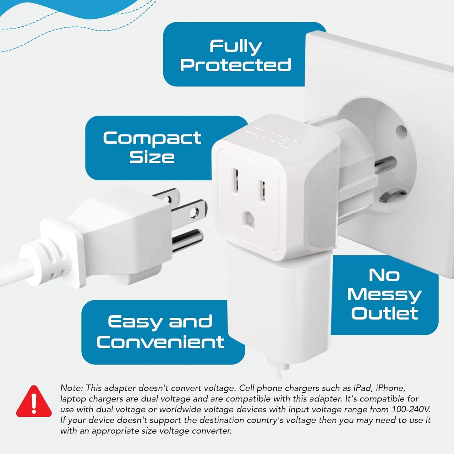 Ceptics European Plug Adapter 4 Pack Set, USA to Europe, Italy, Germany, England, Spain, Italy, Iceland, France (Type C, E/F, G, L) - for Your Cell Phones, Tablets, iPhone, Camera (CT-EU-4SET)