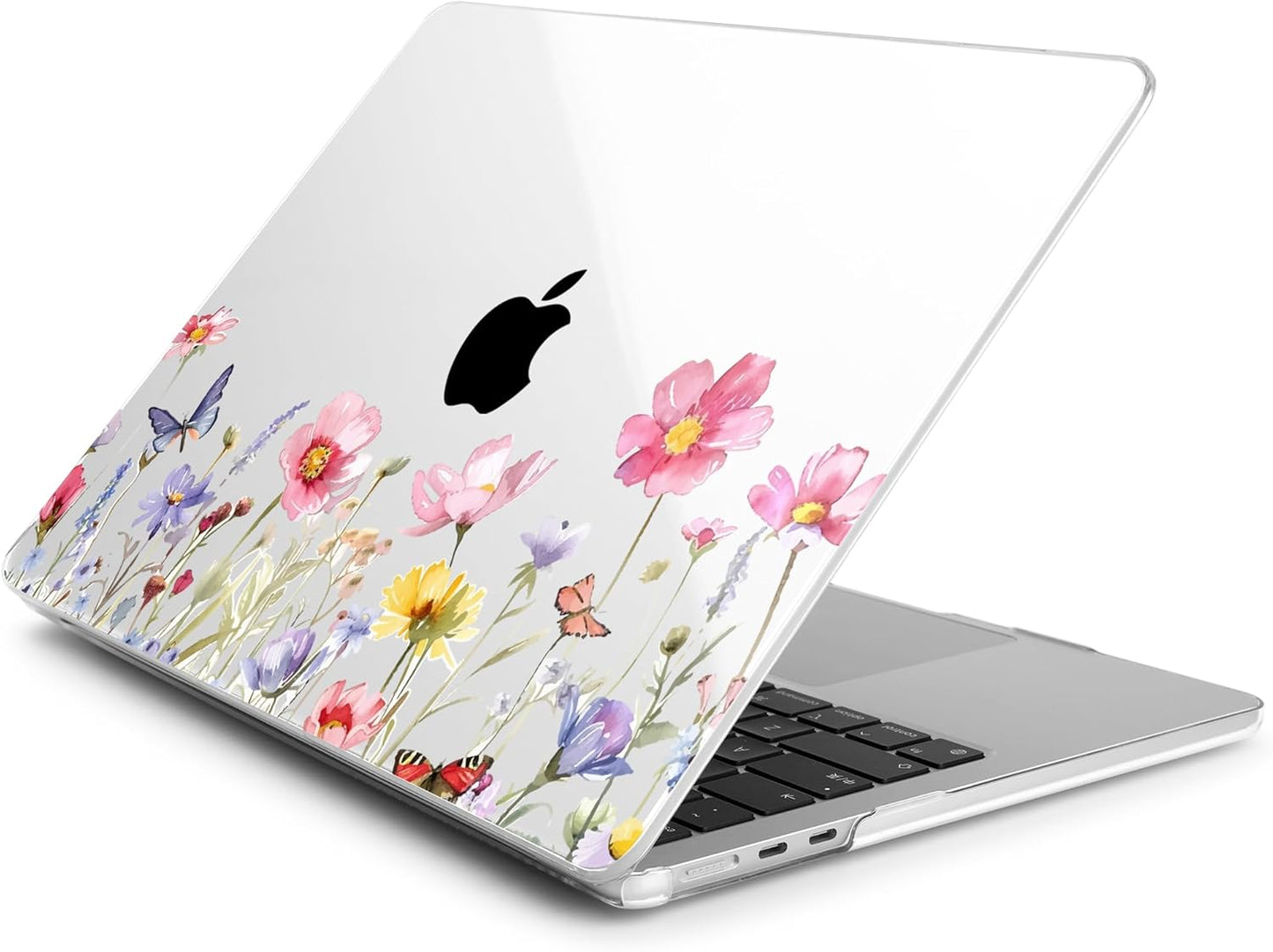 Batianda Premium Case for New MacBook Air 15 inch 2025 2024 2023 with M4 M3 M2 Chip, Floral Designed Protective Plastic Hardshell & Keyboard Cover & Screen Protector, Spring Flowers