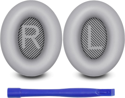 Ear Pads for Bose QuietComfort 35 ii, Premium Softer Leather Replacement Pads for Bose QC35 QC35ii Headphones Ear Pads Quiet Comfort, Noise Isolation Foam, Added Extra Thickness (Silver)
