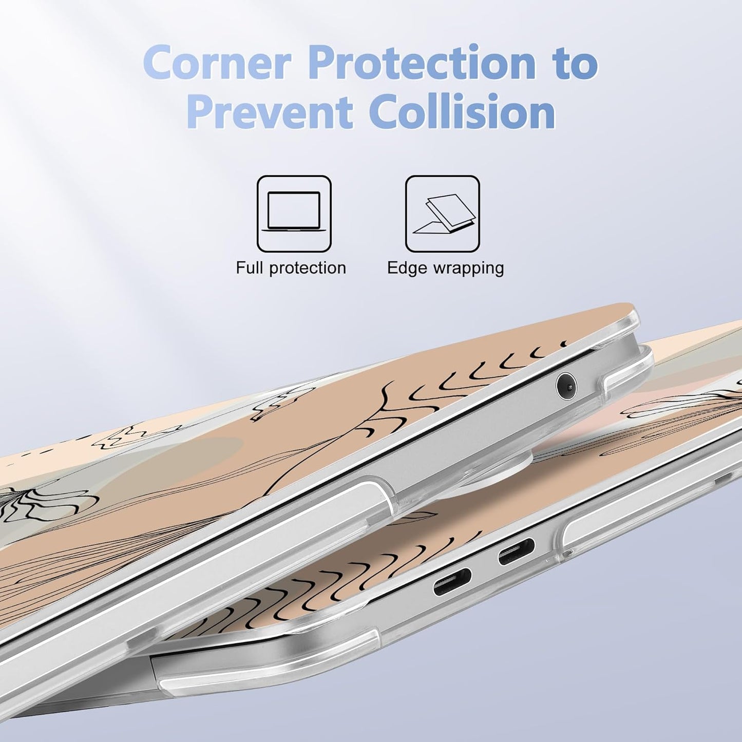 May Chen Compatible with MacBook Pro 13 inch Case 2022 2021 2020 Release Models A2338 M2 M1 A2251 A2289, Hard Hard Shell Case with Keyboard Cover for MacBook Pro 13 inch, Flowers and Leaves