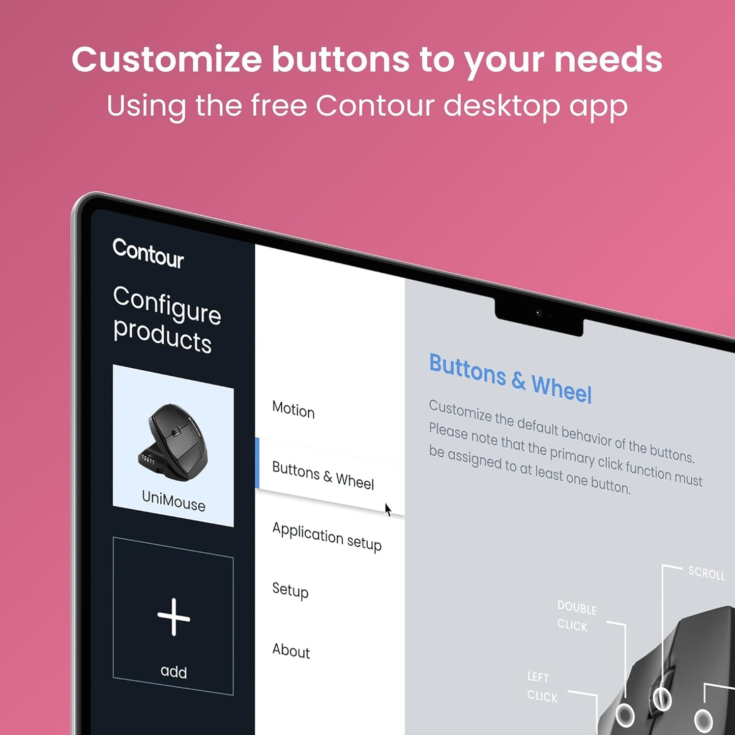 Contour Unimouse Ergonomic Vertical Mouse for Left Hand – Adjustable 35°-70° Angle, Customizable Thumb Rest, Rechargeable Battery, 6 Programmable Buttons, All Day Comfort and Pain Relief