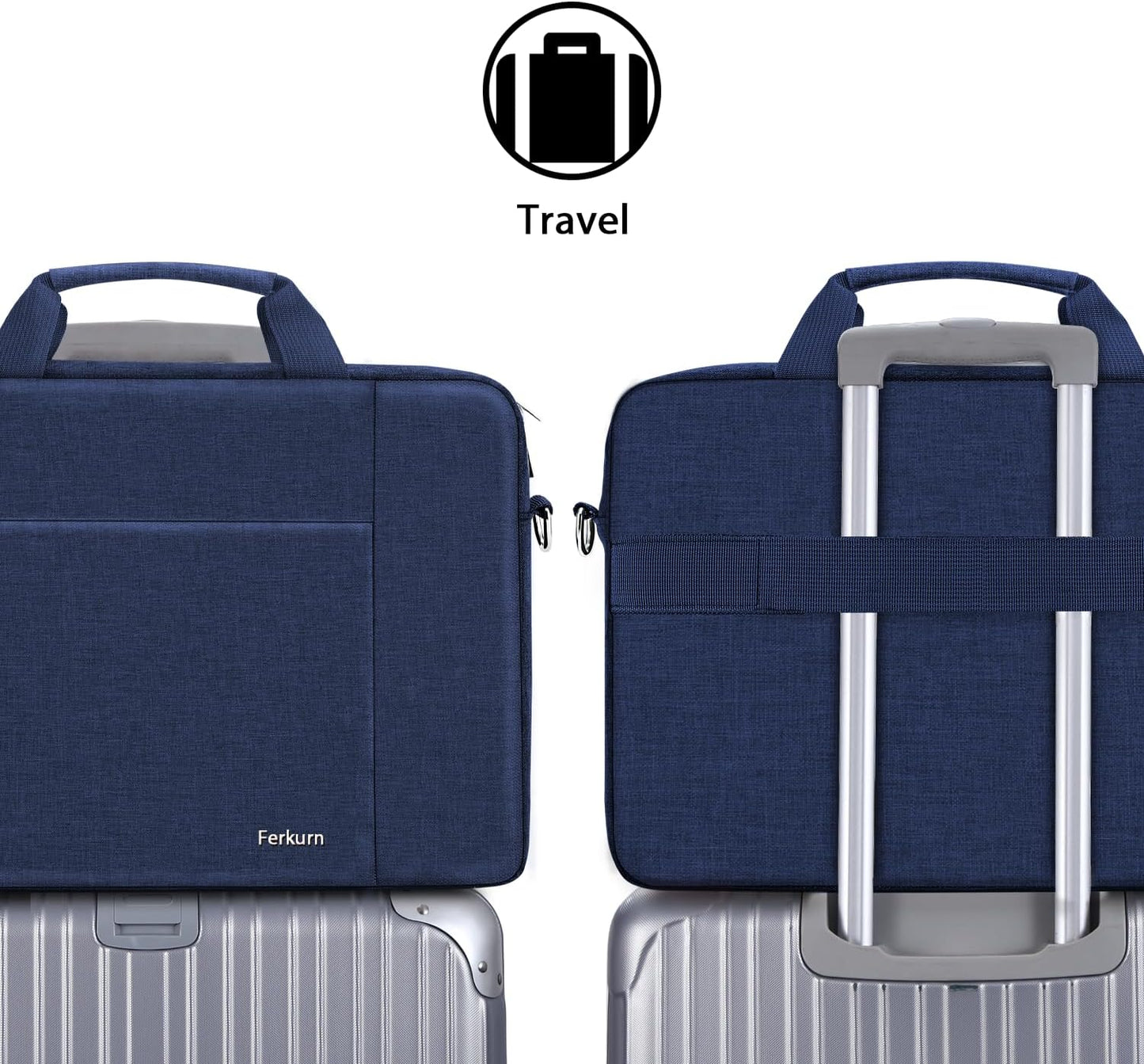 Ferkurn Laptop Bag Case for Women Men Computer Bag Compatible with HP Envy Pavilion Omen/LG Gram/MSI/Dell Inspiron XPS/Lenovo/Acer, Shoulder Strap Carrying Messenger Briefcase, Blue, 17 17.3 Inch