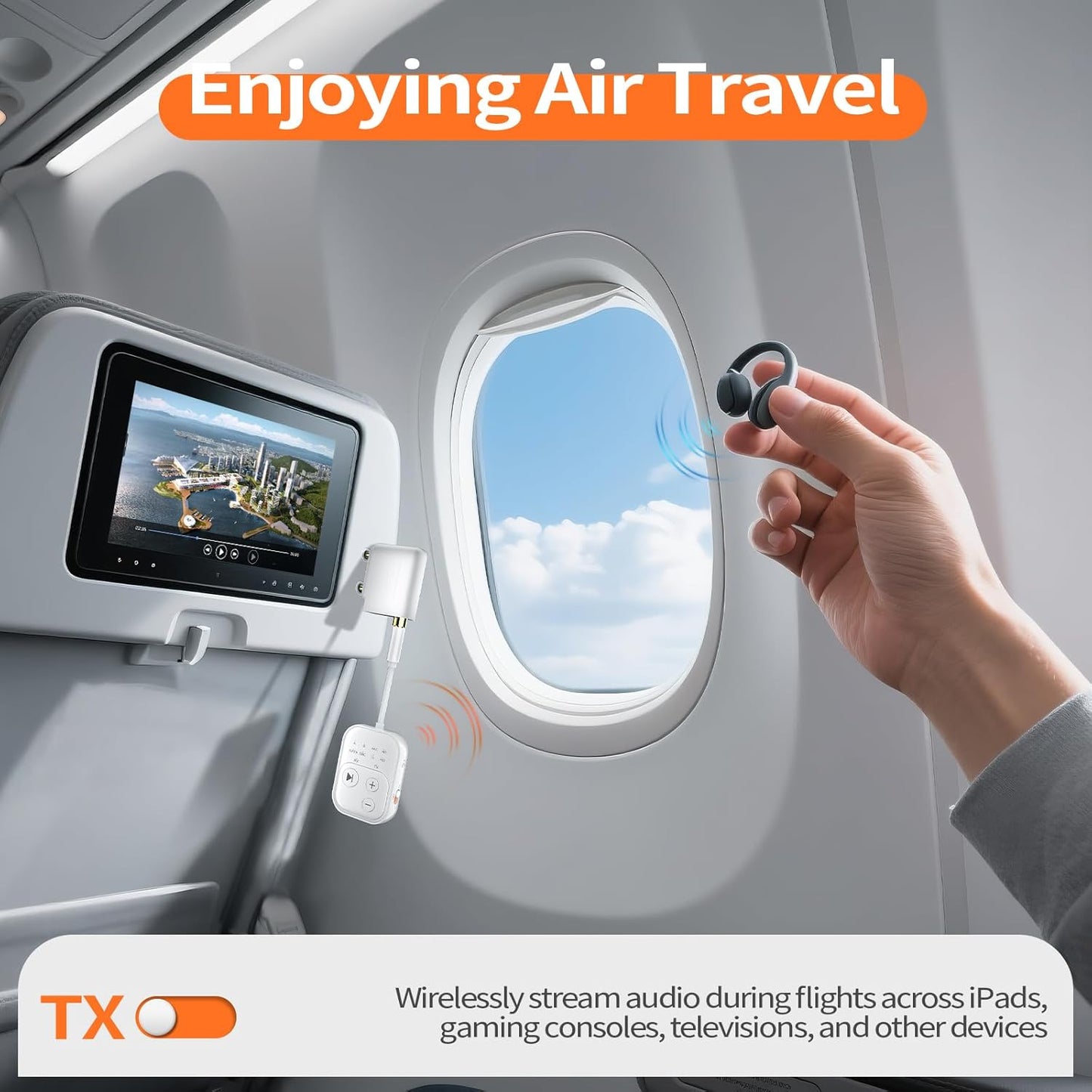 Bluetooth Wireless Transmitter/Receiver Adapter,Supports 2 Headphones，2-in-1 Bluetooth Transmitter Receive with aptX Low Latency,3.5mm Aux Audio Jack Adapter for Airplane/Gym/Car Home Stereo System