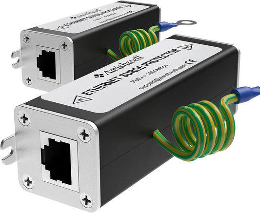20KA Ethernet Surge Protector Gigabit, 2Pack PoE++ Network Protection, RJ45 Surge Protector-Ethernet Transformer, Lightning Arrestor CAT5/CAT6 Thunder Arrestor-Mounting Flange/GDT