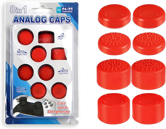 8PCS Silicone Thumb Grips for PS5/PS4/Switch Pro Controllers - 8 Joystick Caps - 3-Height Silicone Joystick Caps with Textured & Smooth Designs, Enhanced Grip for Pro Gaming Accessories
