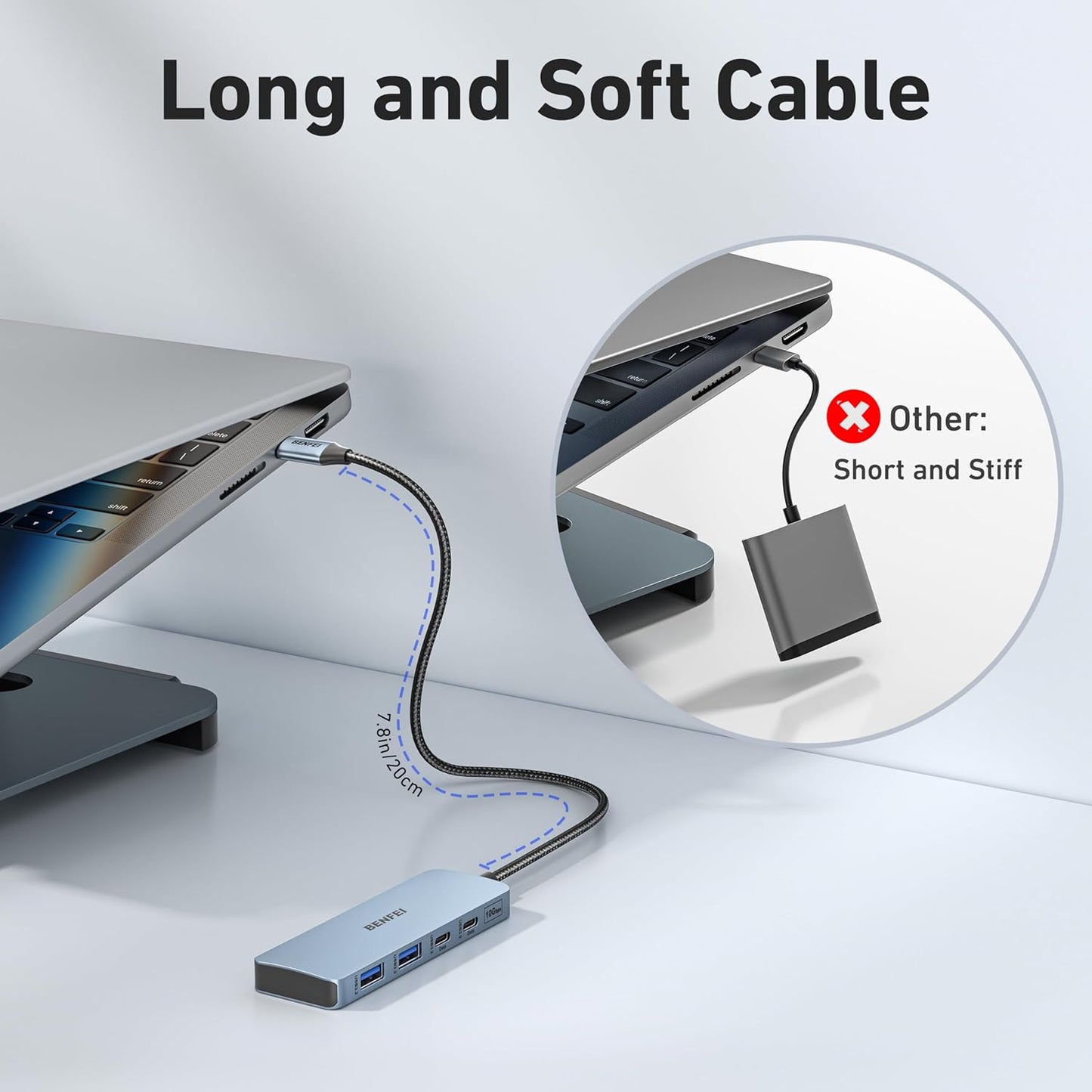 BENFEI USB C Hub 10Gbps, 4 Ports USB 3.2 Adapter with 2*USB-C and 2*USB-A 3.2 Ports Compatible for MacBook Pro/Air M2 M1, iPad, Dell, HP, Samsung(Not Support Monitor)