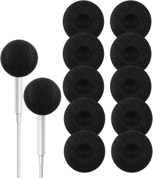 Ear Cushions for Earphone Headphones, Soft Foam 20mm Replacement Covers for Most Standard in-ear Earphone, Earbuds, Headsets, Walkie Talkies (Black) 10 Pack