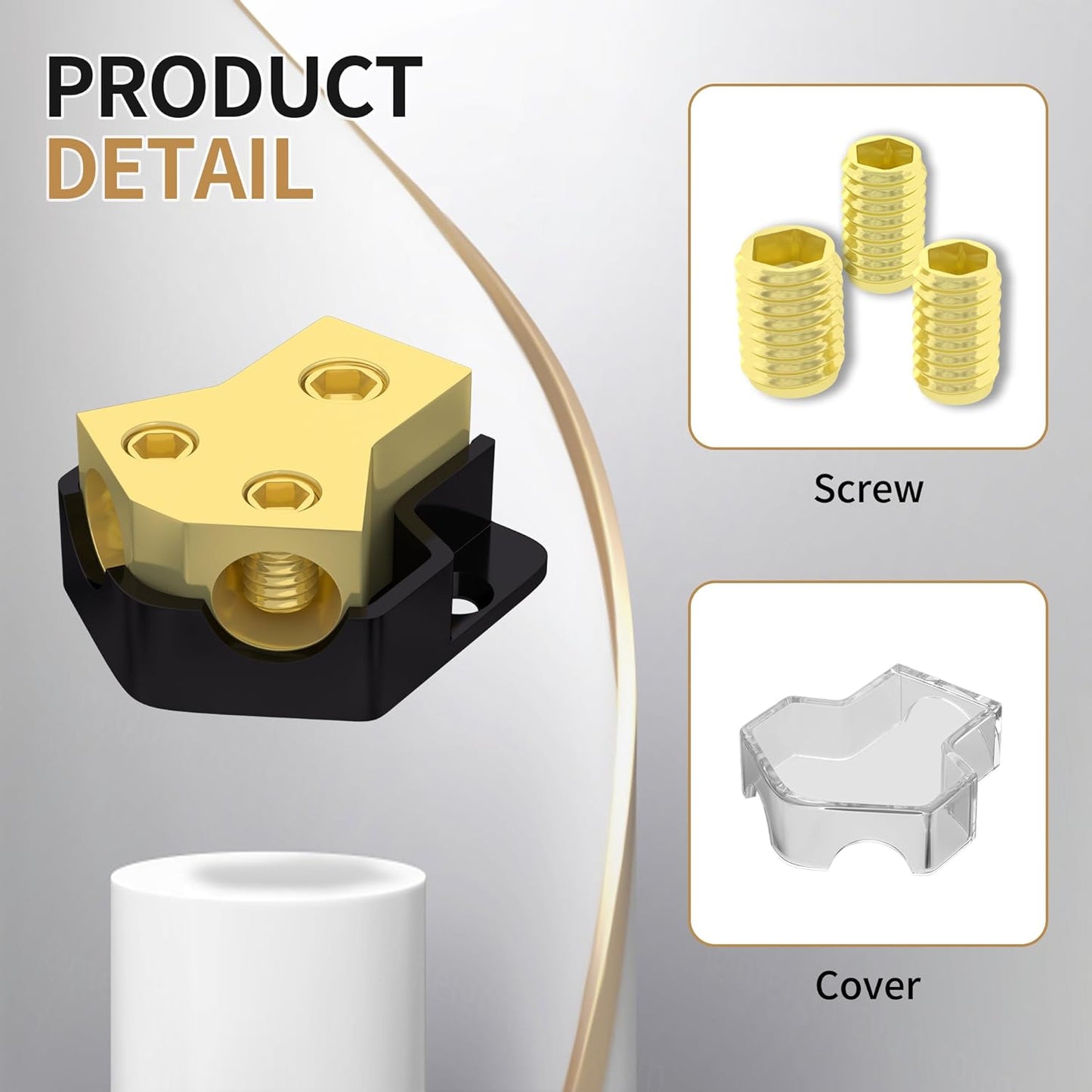 12V Power Distribution Block Car Audio Amp Splitter 2 Way 0/2/4 Gauge in 4/6/8 Gauge Out Ground Distribution Block for Automotive Car Boat