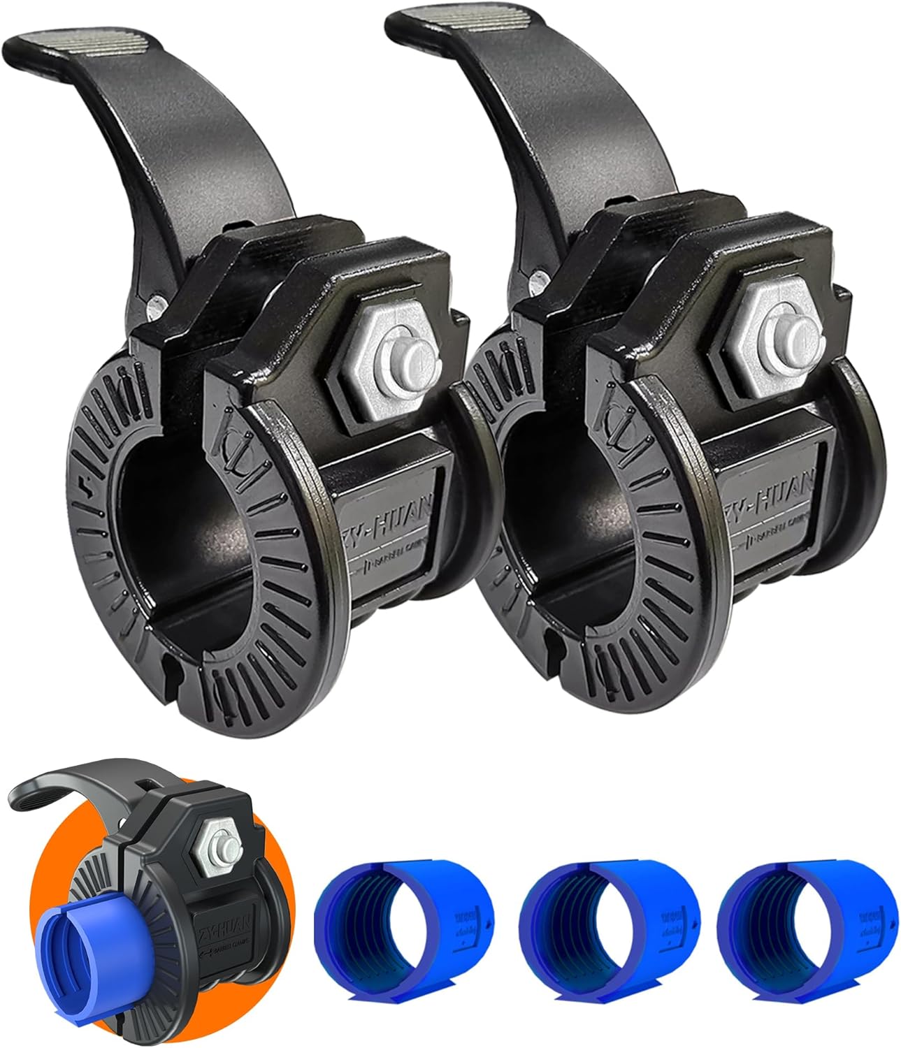 Barbell Clips 1 Inch Quick Release Weight Clamps 0.9-1.18inch Multi-Size Adjustable Olympic Clamps for Bars