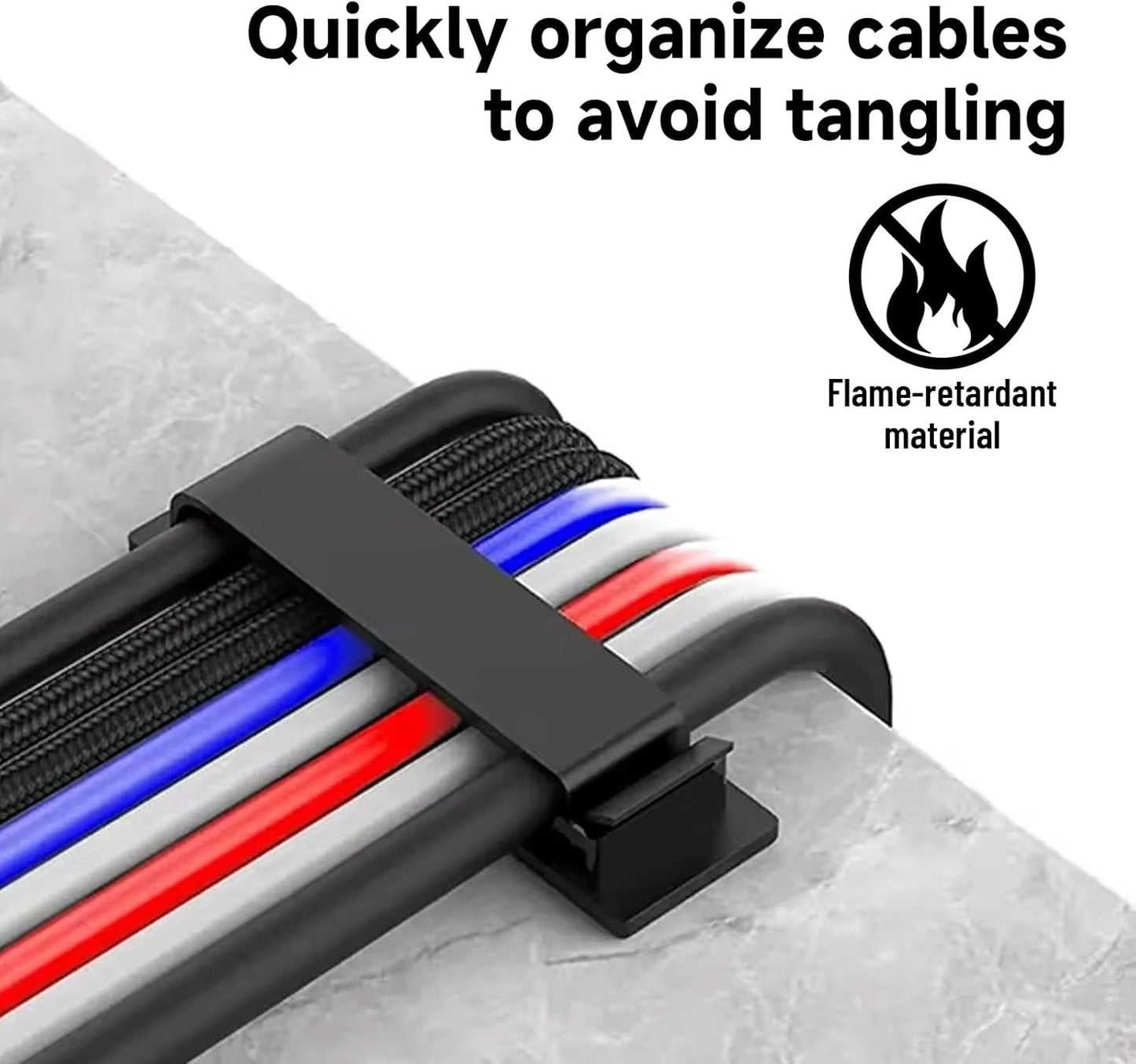 Adhesive Cable Clips Holder, Outdoor Light Clips, Black Cord Wire Clips, Sturdy Nylon Cord Wall Finisher Wire Clamp for Home, Car, Office Desk Wire Management (Black, XL-80 PCS)