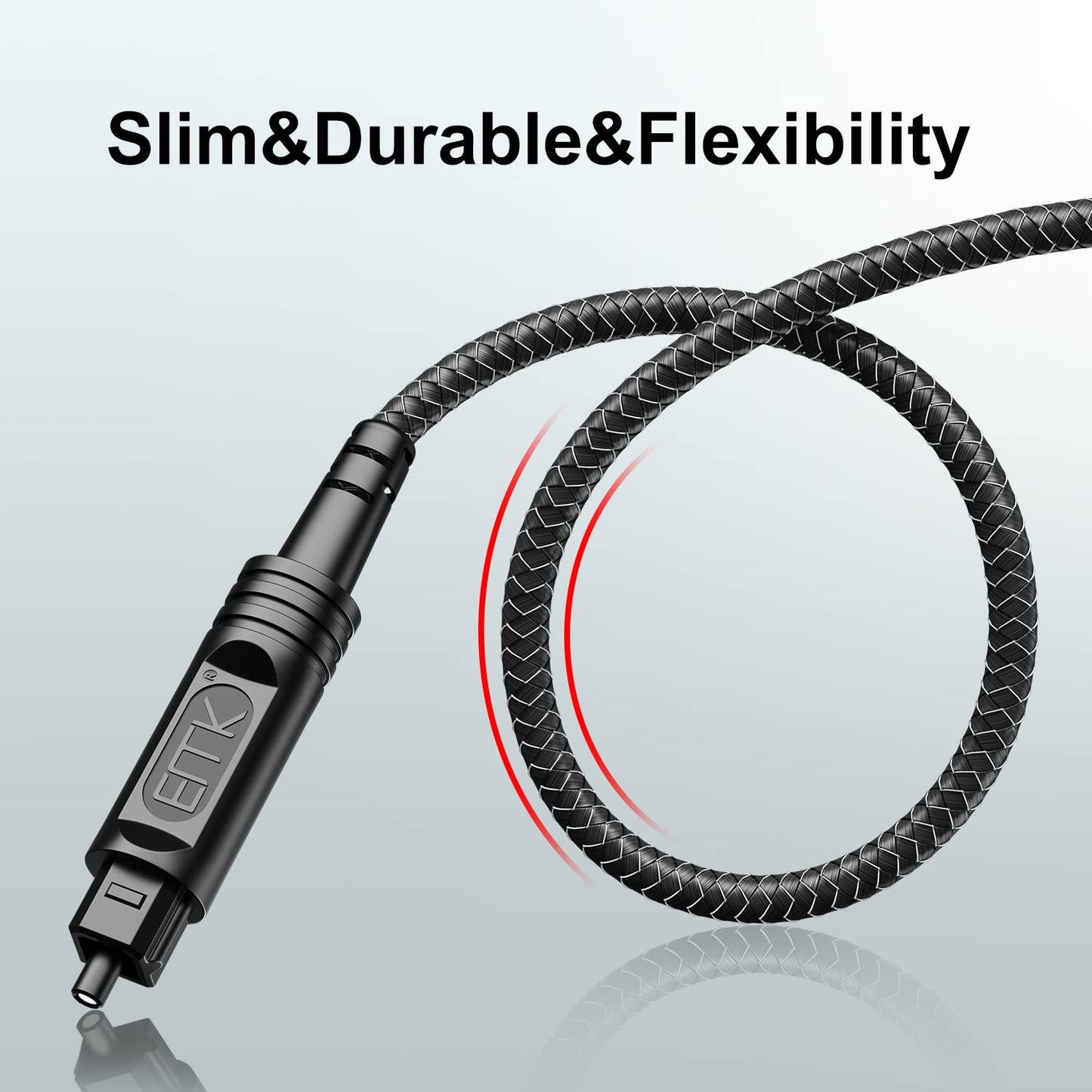 EMK Digital Optical Audio Cable [20 Feet/6M] - Slim Nylon Braided Toslink Fiber Optic Cable for Sound Bar, TV, Home Theater, PS4, Xbox, Blu-Ray Player & More - High-Speed SPDIF (Black1)