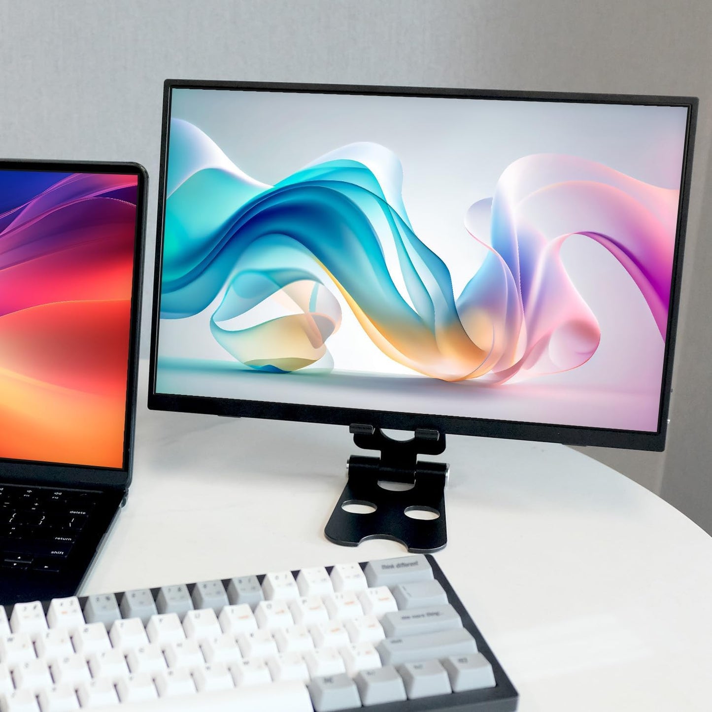 Kado Tablet Stand with Cord Holder Aluminum Alloy Black, Fully Adjustable Foldable Desktop Phone Stand Compatible with iPad mini/Air/Pro 11/12.9, Galaxy Tablet, Kindle and Display Devices 4"-16''