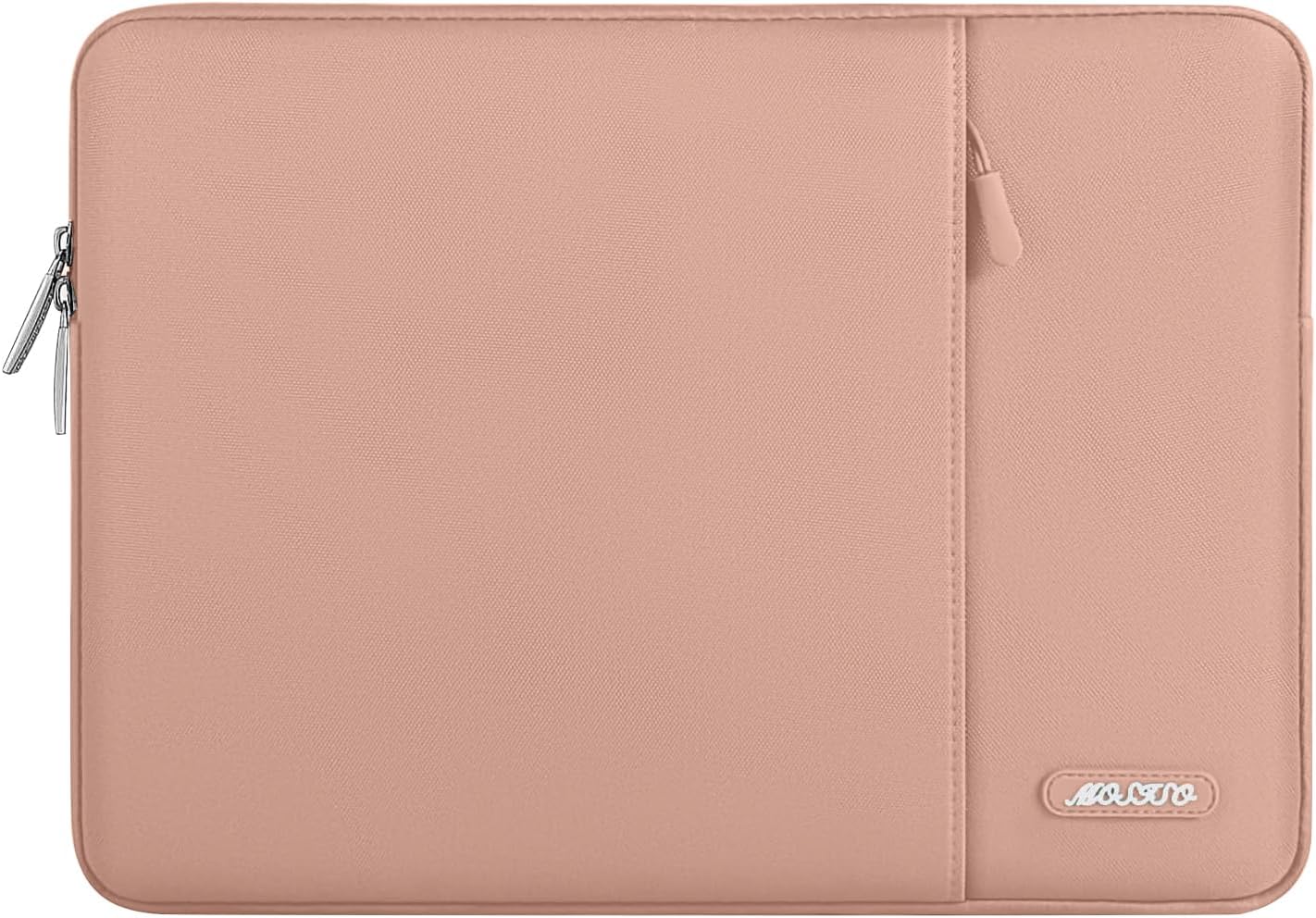 MOSISO Laptop Case 13.3 inch, 13-13.3 inch Laptop Sleeve Compatible with MacBook Air/Pro 13 / Pro 14, HP Dell ASUS Lenovo Notebook, Polyester Vertical Computer Sleeve Bag with Pocket, Salmon Pink