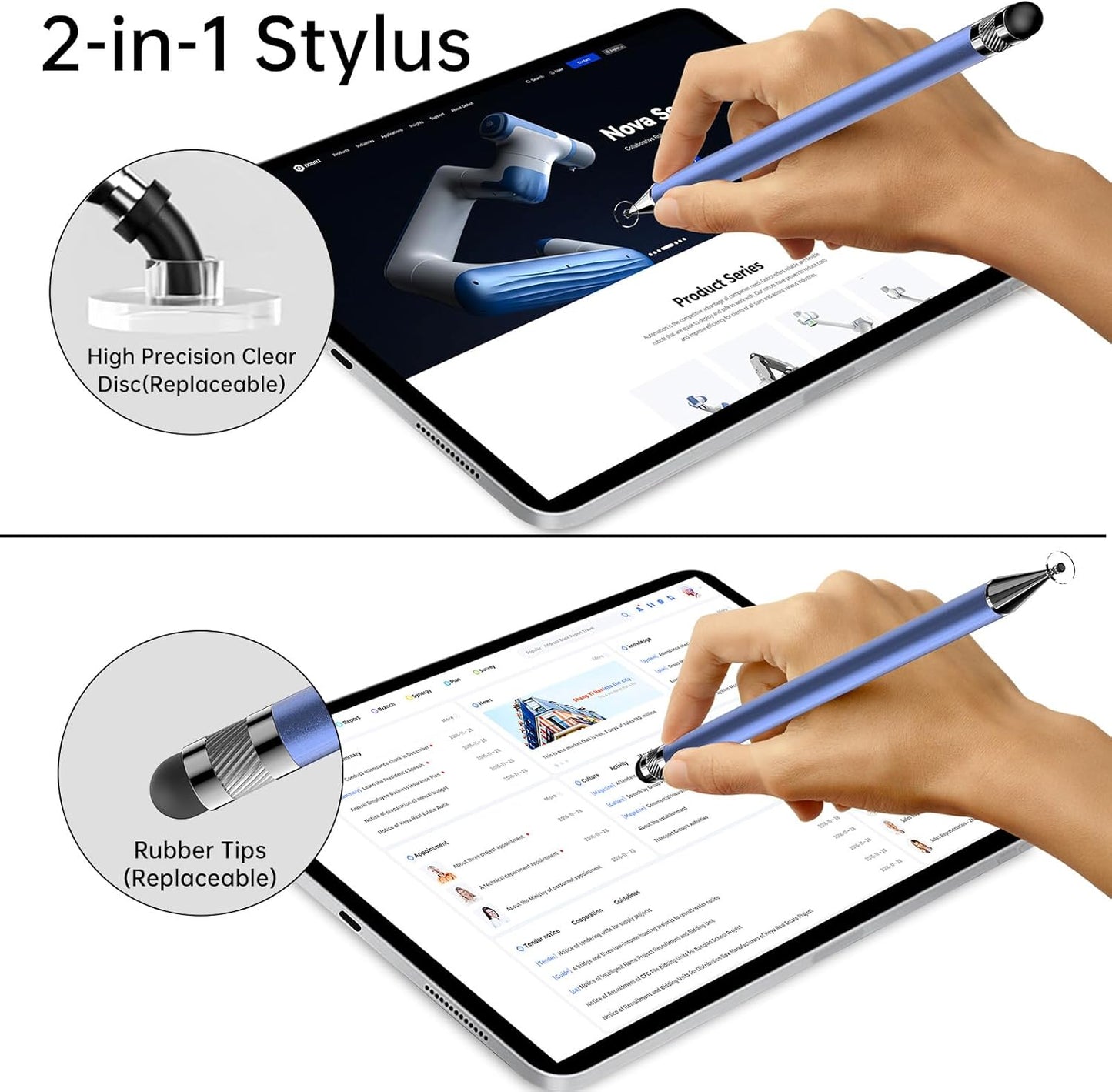 Bopomofo Stylus (5 Pcs),2-in-1 Stylus Pen for Touchscreen, High Precision and Sensitivity, Suitable for iPhone/ipad/Android Tablets, Compatible with All Touch Screens,Blue