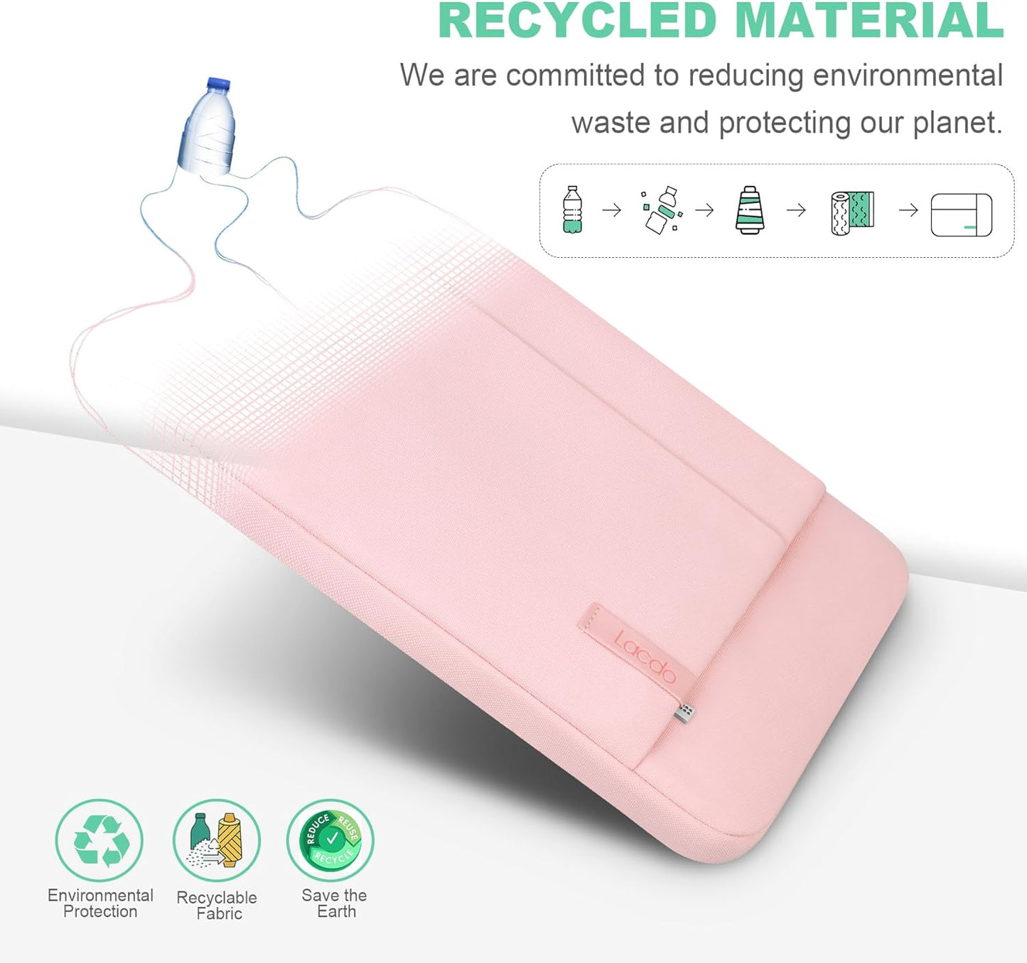 Lacdo Laptop Sleeve for Women, 14 Inch Laptop Sleeve Case for HP Lenovo Dell ASUS Acer Chromebook 14 / HP Stream 14 / Dell Inspiron 14 / Lenovo IdeaPad 14 / Acer Spin 3 / ZenBook 14 Computer Bag, Pink