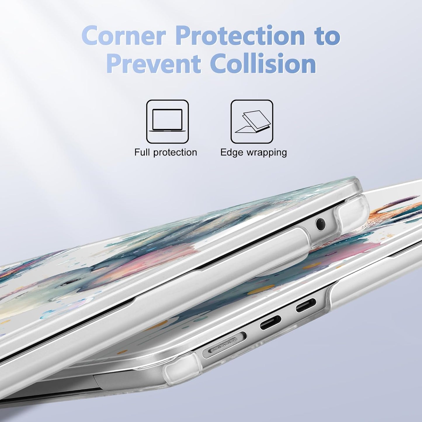 Case for MacBook Air 15 Inch 2025 2024 2023 Release M4 A3241 M3 A3114 M2 A2941, Hard Shell with Screen Protector & Keyboard Cover, Compatible with Touch ID - Elephant & Giraffe