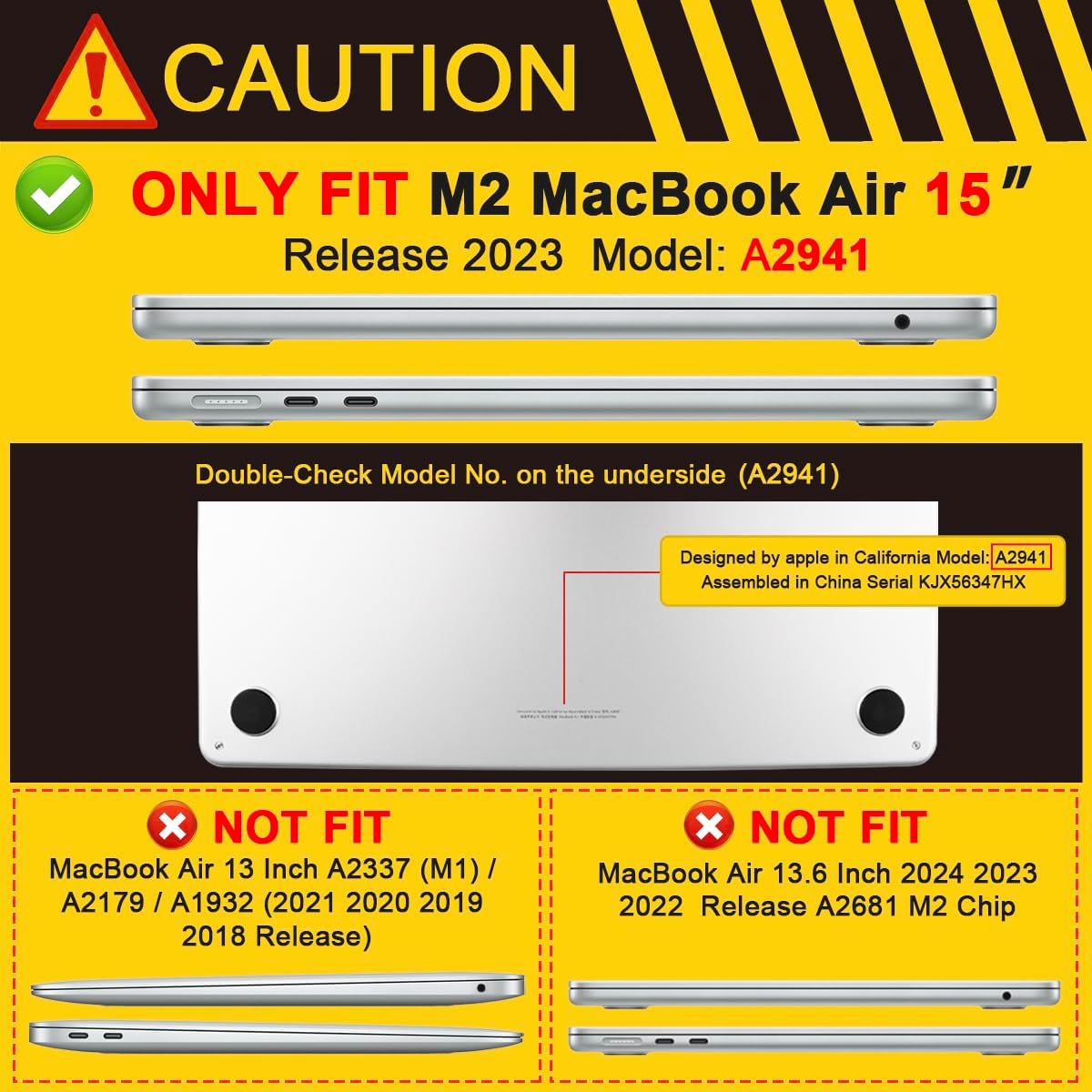 Batianda Premium Case for New MacBook Air 15 inch 2025 M4 2024 2023 with M3 M2 Chip Model A3241/A3114/A2941, Designed Protective Plastic Hardshell & Keyboard Cover & Screen Protector, Waves