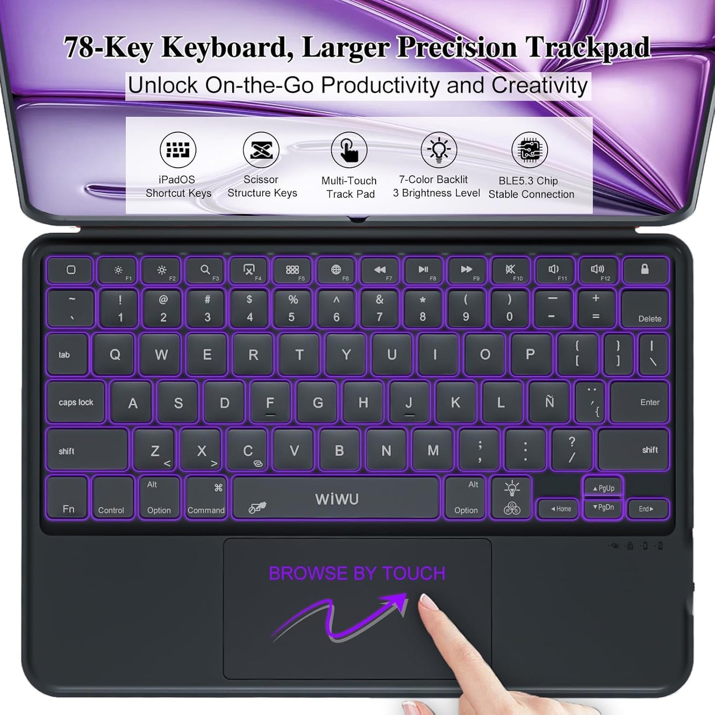 iPad Keyboard Case for iPad Air 13 inch (M3 M2 2025 2024),Pro 12.9 inch 6/5/4/3rd Gen,Flex Magnetic Detachable Bluetooth Keyboard with Trackpad,Springy Backlit Keys,Slim iPad Case with Stand (Black)