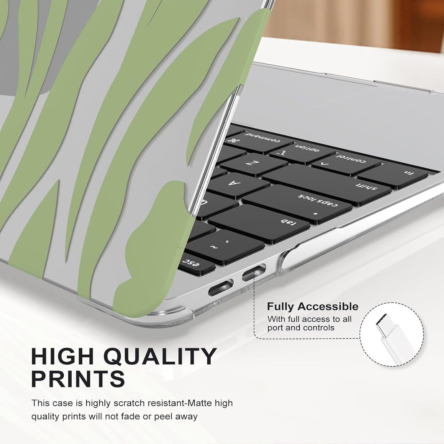 iCasso Compatible with MacBook Air 13 inch Case 2020-2018 Release M1 A2337 A2179 A1932, Green Flower Protective Hard Shell Case +Keyboard Cover + Screen Protector（Flower）