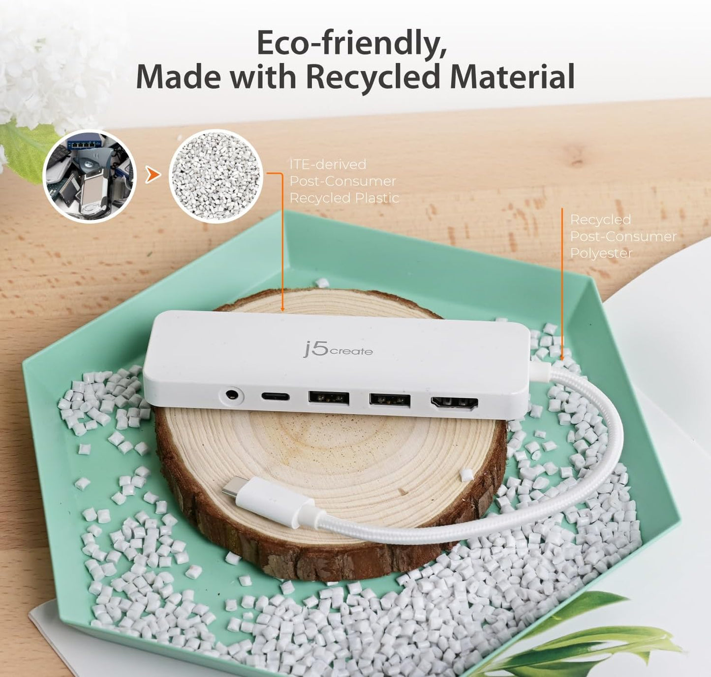 j5create USB-C Multi-Port Hub with Power Delivery with 4K HDMI/2 USB-A 5Gbps/PD 100W Charging SD&Micro SD/3.5mm Audio | for MacBook Pro&Air/iPad Pro/iMac/Surface/XPS/Thinkpad/Galaxy/and More(JCD373EW)