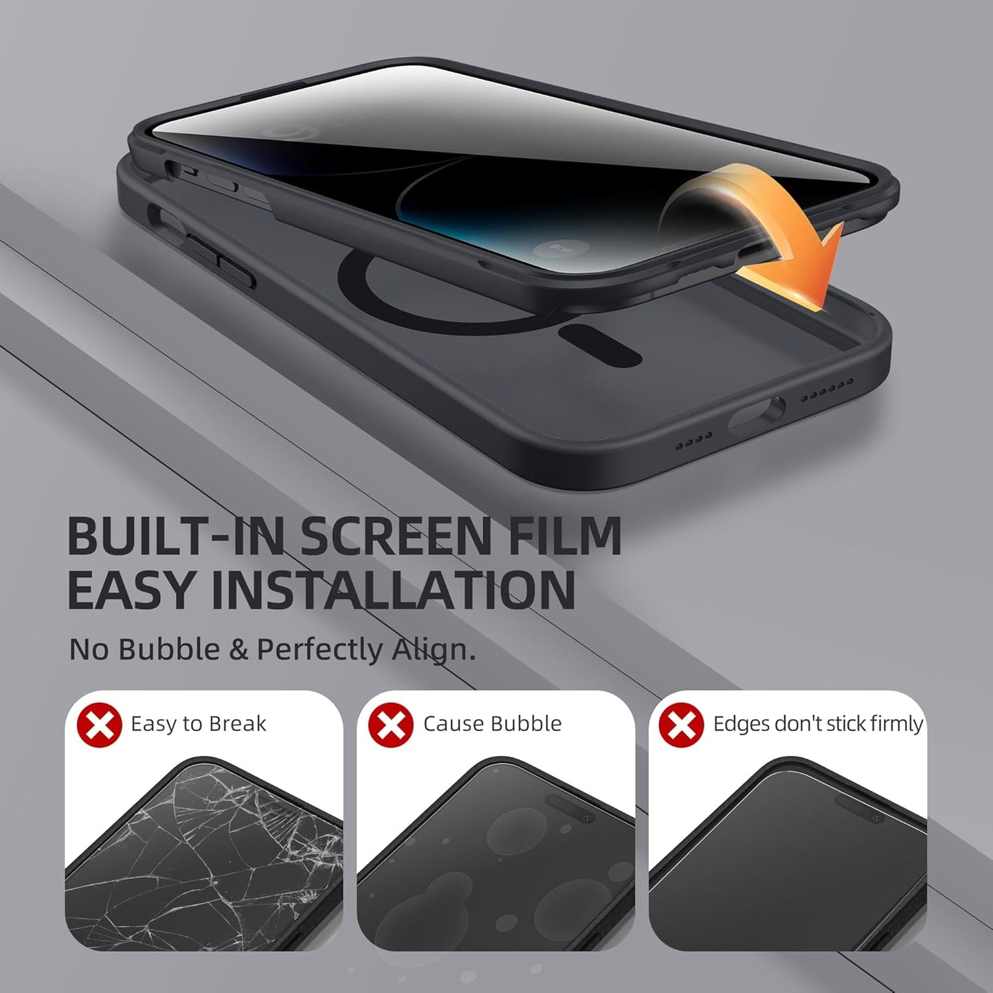 BERFY Magnetic for iPhone 14 Pro Max Case, Compatible with MagSafe,Built-in Privacy Screen Protector and Upgraded Camera Protection,Anti-Spy Full Body Shockproof Phone Case for 14 Pro Max,Matte Black