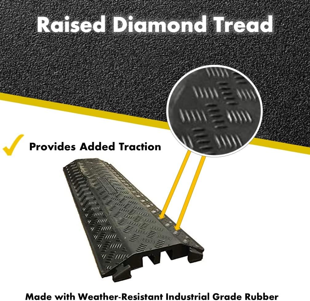 Kable Kontrol Drop Over Floor Cord Cover – 40” Inch Long 3 Channel Cable or Wire Protector – 30 Pcs Bulk Pack - Rubber Ramp for Indoor and Outdoor Use – Black