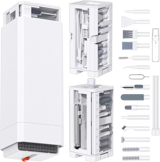 VICHYIE Keyboard Cleaning Kit with Brush, Computer Laptop Cleaner Kit, Phone Cleaning Tool, Multi-Function Cleaner Kit for Earbuds, Cellphones, PC, Screens, Camera Lens, Electronics Devices (White)