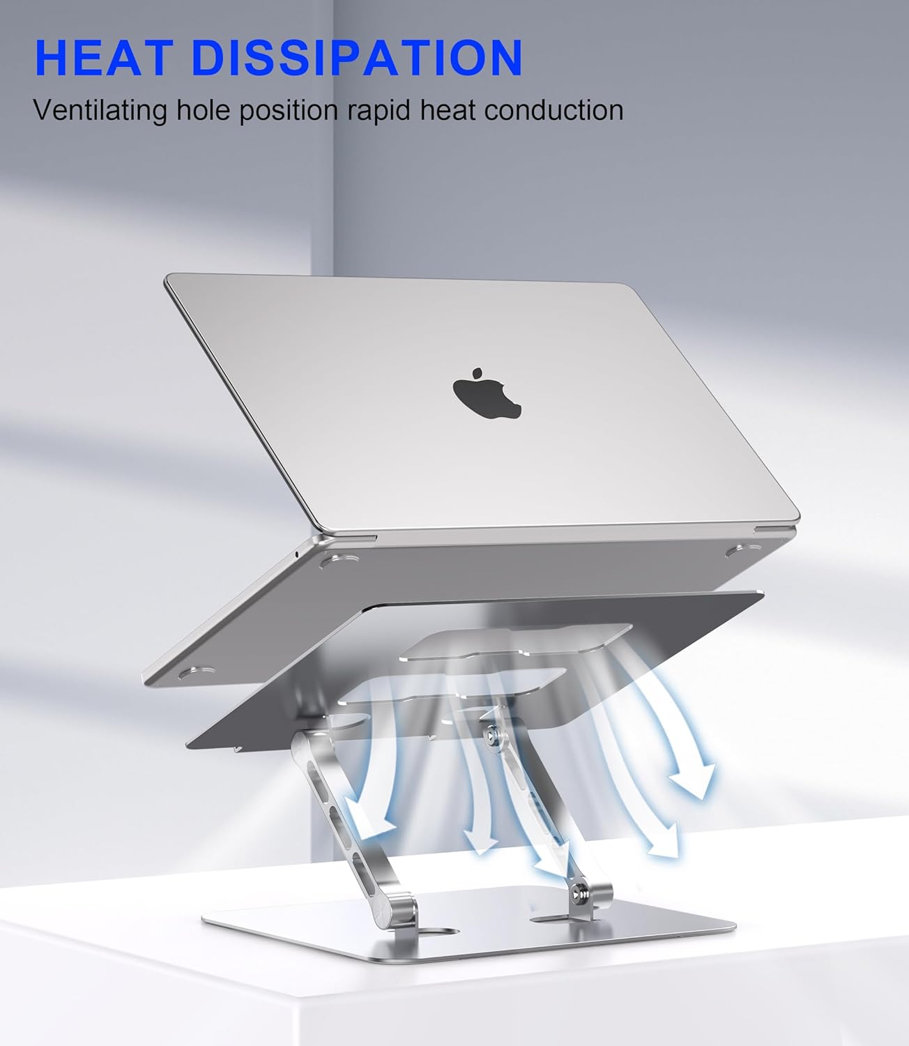 Adjustable Laptop Stand,Ergonomic Foldable Notebook Computer Holder.Compatible with MacBook iPad Dell HP Lenovo ThinkPad Acer ASUS Samsung and More 10-17" Laptops Tablets,Silver