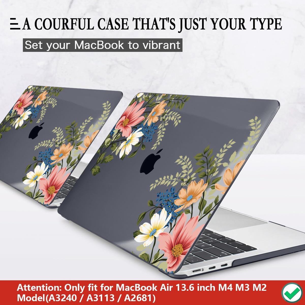 CISSOOK Compatible with MacBook Air 13.6 Inch Case 2025 2024 2023 2022, Plastic Hard Shell Case with Keyboard Cover for MacBook Air 13.6 M2 M3 M4 Chip A2681 A3113 A3240 Model, Retro Flower