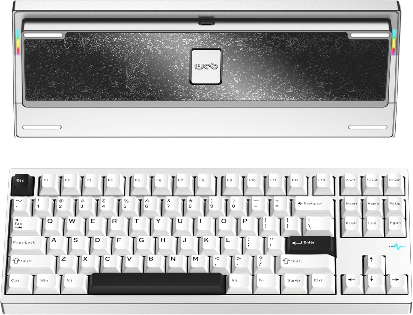 KEEBMONKEY WOBKEY Crush 80 Reboot CNC Aluminum 5-Second Quick-Release Triple-Mode Connectivity Mechanical Keyboard with Superior Acoustics (Lite Silver)