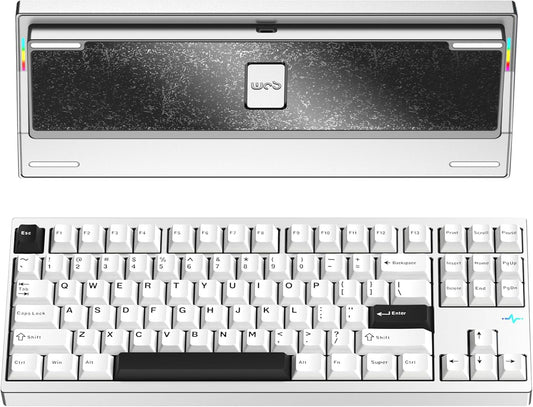 KEEBMONKEY WOBKEY Crush 80 Reboot CNC Aluminum 5-Second Quick-Release Triple-Mode Connectivity Mechanical Keyboard with Superior Acoustics (Pro Silver)