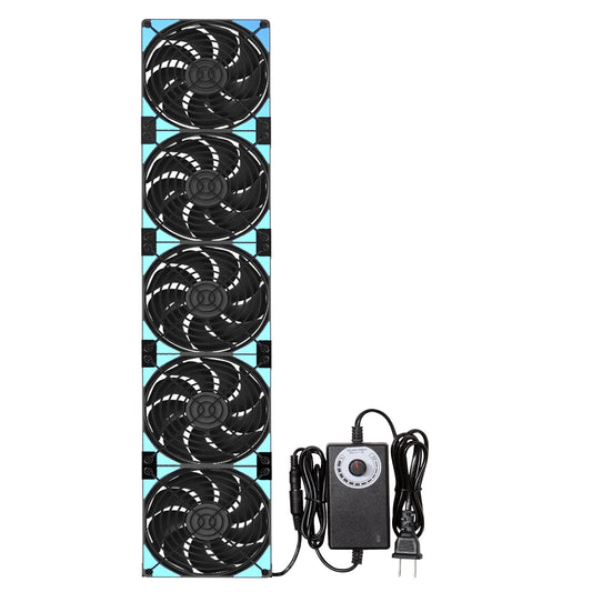 120mmx5 600mm Adjustable Computer PC Vent Fans 3V-12V Speed Controller for Flexible Arrange Rack Space Window Wall Cabinet Server Mining Rig Chicken Coop Exhaust Cooling