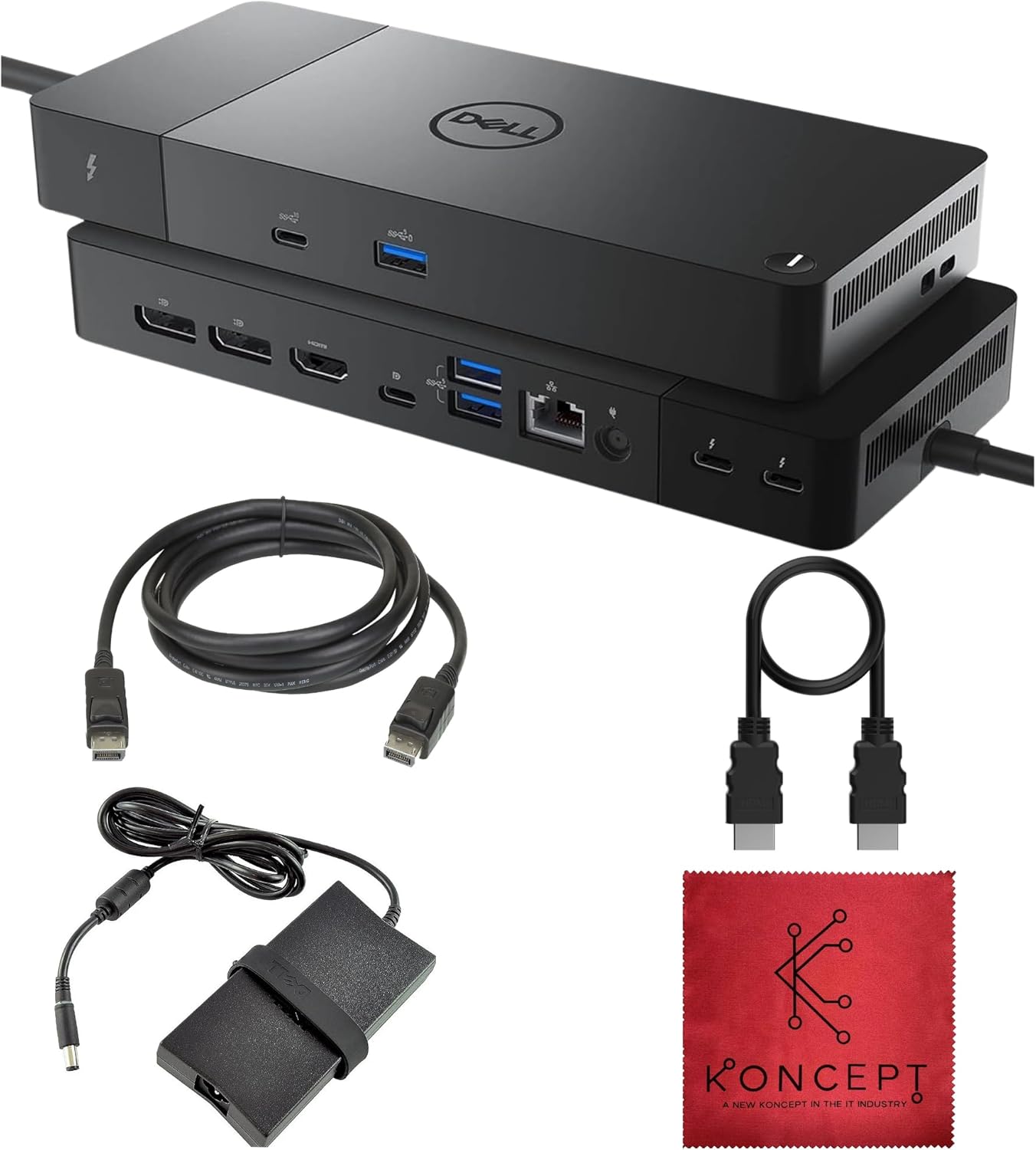 WD22TB4 Dell Thunderbolt 4 Dock 40Gbps USB-C/USB-A 1 Year Warranty - Docking Station with 180W, HDMI, DisplayPort Cables & Cleaning Cloth – Supports Dual/Triple Monitors & 4K Displays