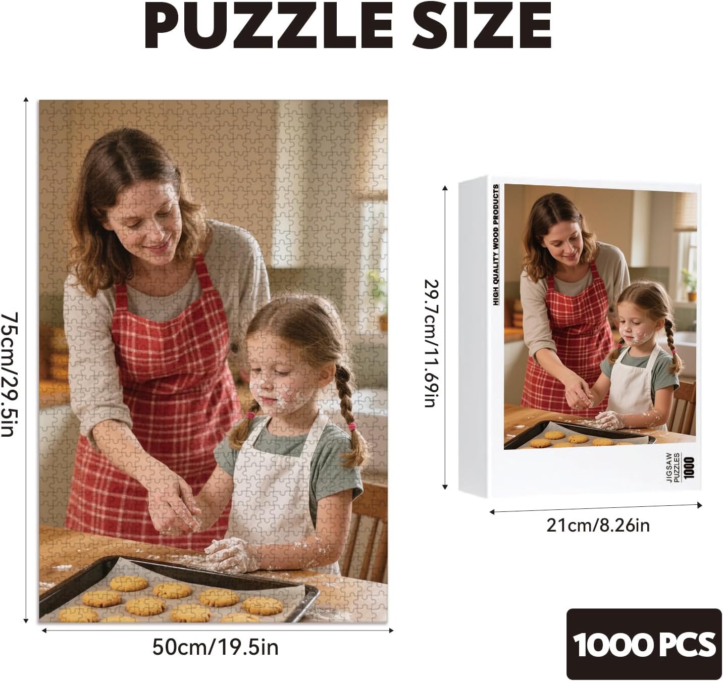Custom Puzzles from Photos, Personalized Natural Wood Puzzle with 120/200/300/500/1000 Pieces, Customized Jigsaw Create Timeless Memories for Adults, Family, Father's Day, Lover, Pet